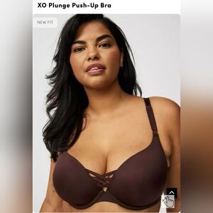 New Torrid XO Plunge Push-Up Bra  Size 38C Cocoa
